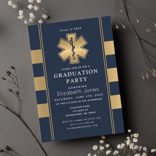 Elegante Minimal Paramedic Graduation Party Einladung