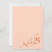 Elegante Minimal Peach Floral Wedding Einladung (Rückseite)