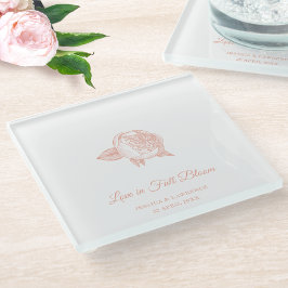 Elegante Minimal Peony Blume Hochzeit Willkommen Glasuntersetzer