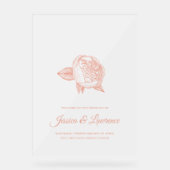 Elegante Minimal Peony Wedding Willkommen Mattiert Acrylschild (Vorderseite)