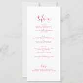 Elegante Minimal Rosa Wedding Menu Card (Vorderseite)