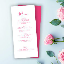 Elegante Minimal Rosa Wedding Menu Card
