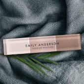 ELEGANTE MINIMAL-ROSE GOLD BLUSH PINK COPPER STRIP NAMENSPLAKETTE