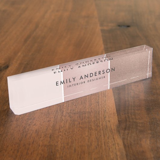 ELEGANTE MINIMAL-ROSE GOLD BLUSH PINK COPPER STRIP NAMENSPLAKETTE (Seite)