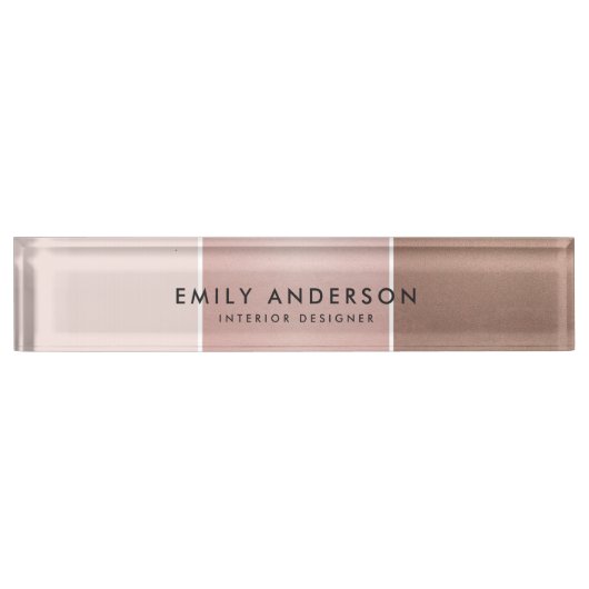 ELEGANTE MINIMAL-ROSE GOLD BLUSH PINK COPPER STRIP NAMENSPLAKETTE (Vorderseite)