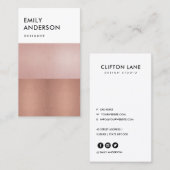 ELEGANTE MINIMAL-ROSE GOLD BLUSPINK-COPPER-STRIPS VISITENKARTE (Vorne/Hinten)