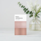 ELEGANTE MINIMAL-ROSE GOLD BLUSPINK-COPPER-STRIPS VISITENKARTE (Stehend Vorderseite)
