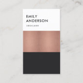ELEGANTE MINIMAL-ROSE GOLD-COPPER-BLACK-STREIFEN VISITENKARTE (Vorderseite)