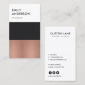 ELEGANTE MINIMAL-ROSE GOLD-COPPER-BLACK-STREIFEN VISITENKARTE (Vorne/Hinten)