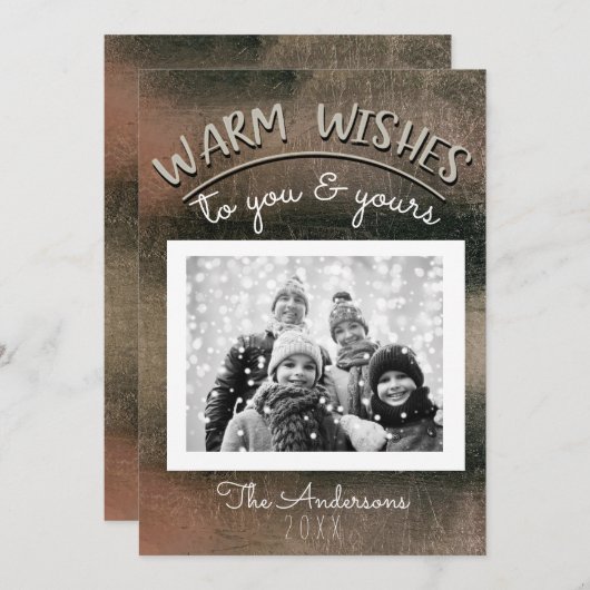 Elegante Minimal Rose Gold Schwarzes Foto Einladung (Vorne/Hinten)