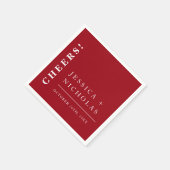 Elegante Minimal Rot & Weiß Moderne Hochzeit Serviette (Ecke)