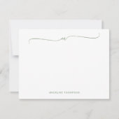 Elegante Minimal Sage Green Monogram Calligraphie Mitteilungskarte (Vorderseite)