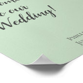 Elegante Minimal Sage Green Willow Branch Wedding Poster (Ecke)