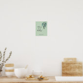 Elegante Minimal Sage Green Willow Branch Wedding Poster (Küche)