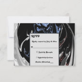Elegante Minimal Schwarz-weiß Blue Abstrakt Weddin RSVP Karte (Vorderseite)