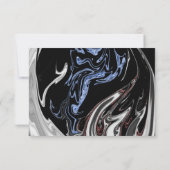 Elegante Minimal Schwarz-weiß Blue Abstrakt Weddin RSVP Karte (Rückseite)