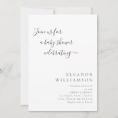Elegante Minimal Schwarz-weiß Script Baby Dusche Einladung (Vorderseite)