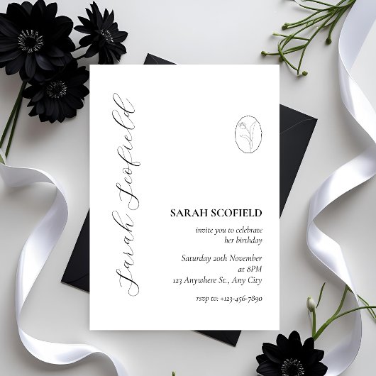 Elegante Minimal Script 30. Geburtstag Einladung