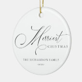 Elegante Minimal Script Einfachste Weihnachtsgrüße Keramik Ornament (Links)