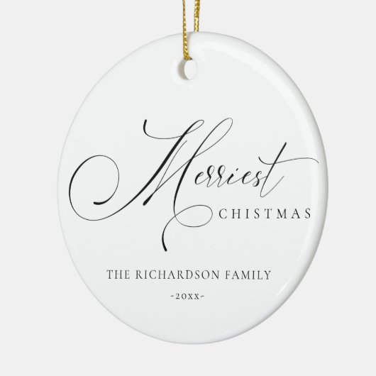 Elegante Minimal Script Einfachste Weihnachtsgrüße Keramik Ornament (Links)