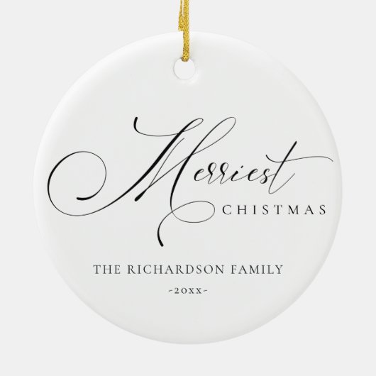 Elegante Minimal Script Einfachste Weihnachtsgrüße Keramik Ornament (Hinten)