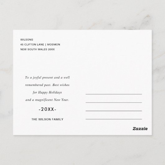 Elegante Minimal Script Einfachste Weihnachtsgrüße Postkarte (Rückseite)