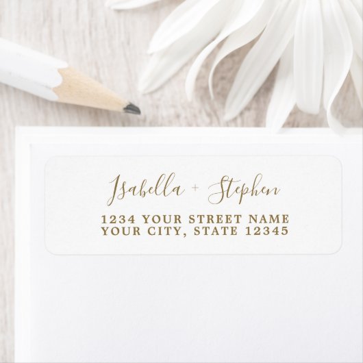 Elegante Minimal Script Gold Weiße Rücksendeadress (Insitu)
