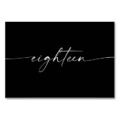 Elegante Minimal-Script-Karten Anzahl achtzehn Tischnummer (Rückseite)