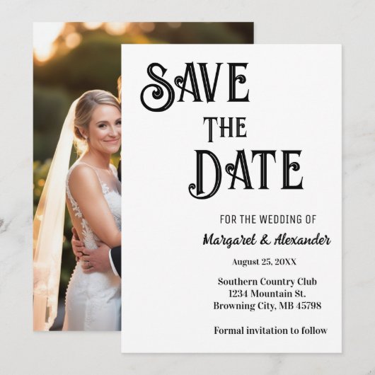 Elegante Minimal Script Save the Date Hochzeit Einladung (Vorne/Hinten)