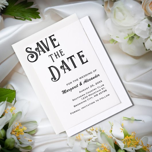 Elegante Minimal Script Save the Date Hochzeit Pergament Einladungen
