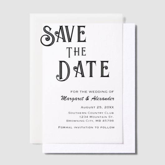 Elegante Minimal Script Save the Date Hochzeit Pergament Einladungen (Versetzt)