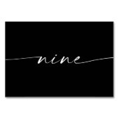 Elegante Minimal-Script-Table-Cards Zahl neun Tischnummer (Vorderseite)
