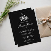 Elegante Minimal Simple Black Islamic Nikah Weddin Einladung