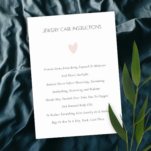 Elegante Minimal Simple Blush Heart Juwelry Care Visitenkarte