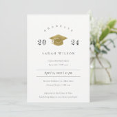 Elegante Minimal Simple Gold Foil Graduation Party Einladung (Stehend Vorderseite)