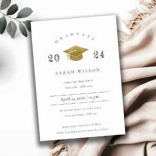 Elegante Minimal Simple Gold Foil Graduation Party Einladung