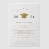 Elegante Minimal Simple Gold Foil Graduation Party Pergament Einladungen (Vorderseite)