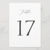 Elegante Minimal-Tabellennummern 1–19 Einladung (Vorderseite)