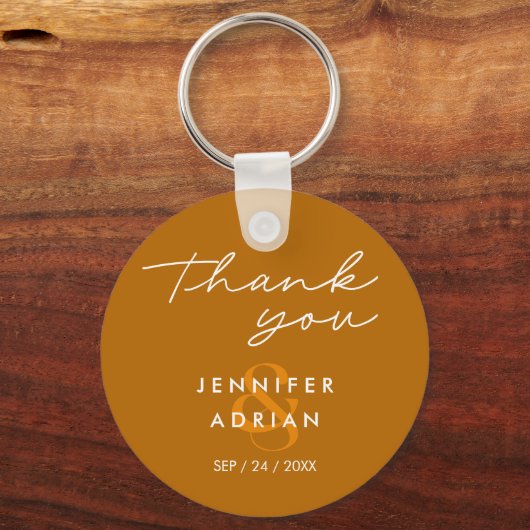 Elegante Minimal Tiger's Eye Moderne Hochzeit Schlüsselanhänger (Vorderseite)