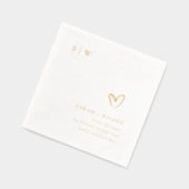 Elegante Minimal Topographie Herz Monogramm Hochze Servietten Mit Folie (Links)