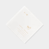 Elegante Minimal Topographie Herz Monogramm Hochze Servietten Mit Folie (Rechts)
