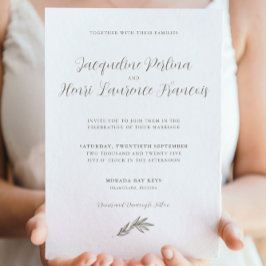 Elegante Minimal Tropical Leaf Calligraphy Wedding Einladung