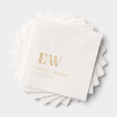 Elegante Minimal Typografie Monogram Custom Weddin Servietten Mit Folie (Insitu (Gestapelt))
