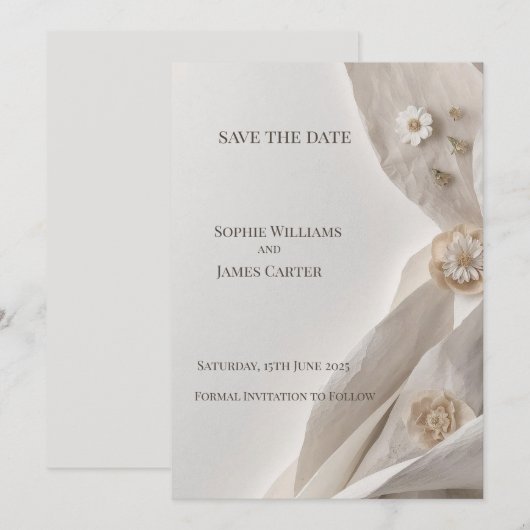 Elegante Minimal Typografie Save the Date (Vorne/Hinten)