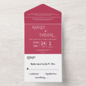 Elegante Minimal Viva Magenta Moderne Hochzeit All In One Einladung (Innen Boden)