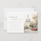 Elegante Minimal Washington DC Wassercolour Weddin RSVP Karte (Vorderseite)