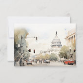 Elegante Minimal Washington DC Wassercolour Weddin RSVP Karte (Rückseite)