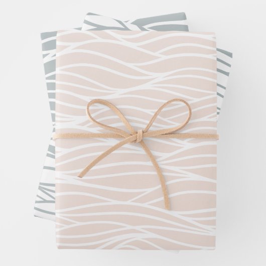 Elegante Minimal Water Waves Geschenkpapier Set (Beispiel)