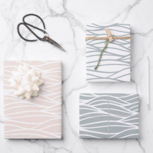 Elegante Minimal Water Waves Geschenkpapier Set