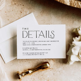 Elegante Minimal Wedding Details - Eintrittskarte Begleitkarte